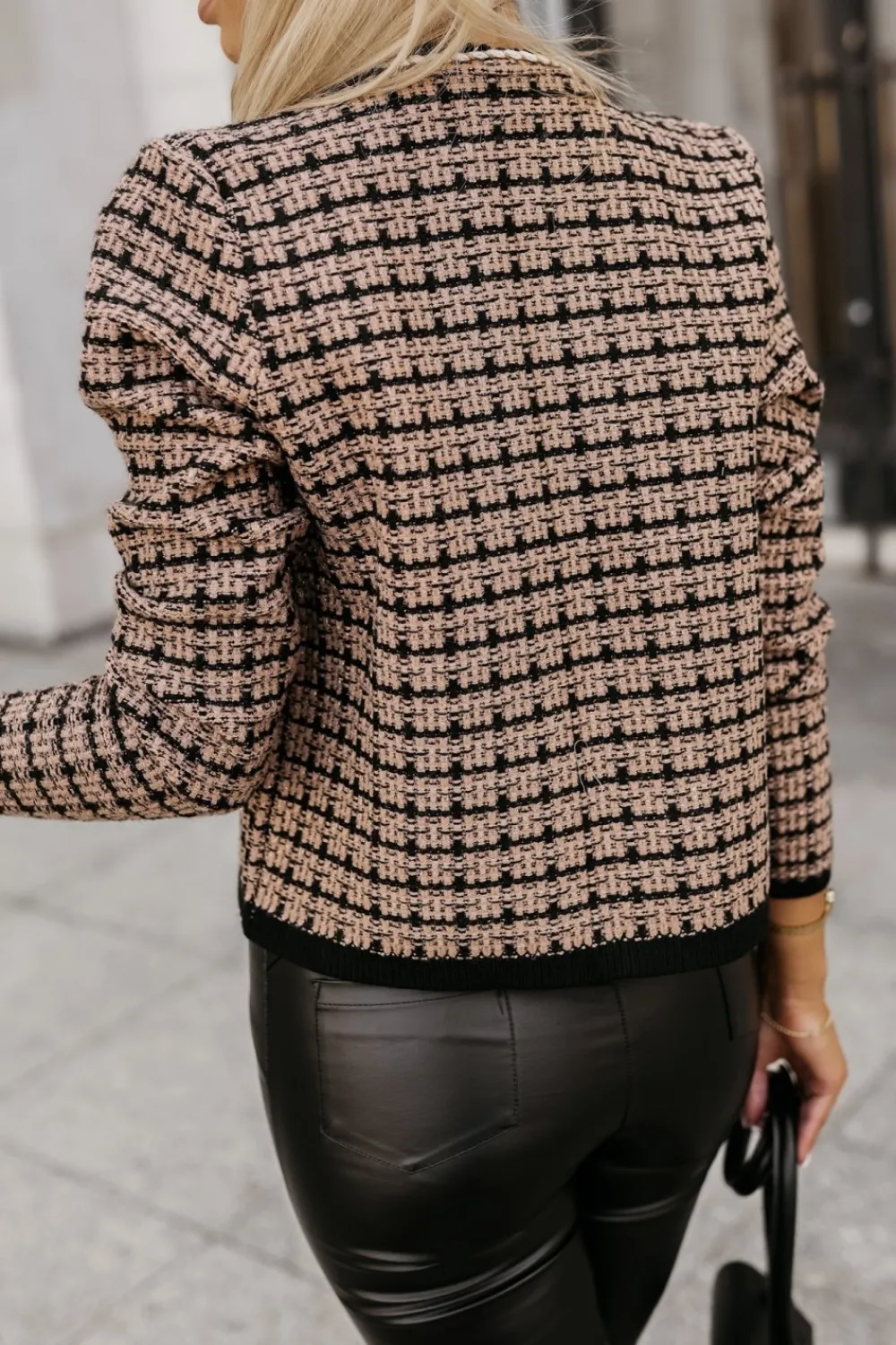 CandyTM ŻAKIET COCO W KRATĘ KARMELOWO-CZARNY