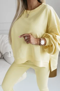 CandyTM BLUZA BAWEŁNIANA MERRY OVERSIZE ASYMETRYCZNA Z ROZCIĘCIAMI PO BOKACH ŻÓŁTA