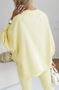 CandyTM BLUZA BAWEŁNIANA MERRY OVERSIZE ASYMETRYCZNA Z ROZCIĘCIAMI PO BOKACH ŻÓŁTA