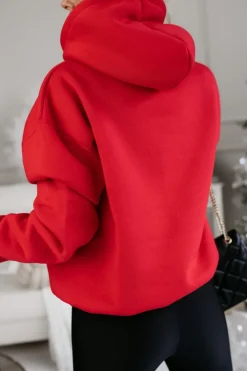 CandyTM BLUZA BAWEŁNIANA OCIEPLANA Z MIKOŁAJEM CZERWONA