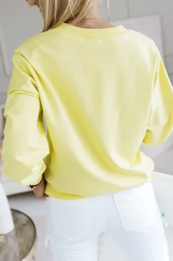 CandyTM BLUZA BAWEŁNIANA TINY Z OZDOBNĄ BROSZKĄ ŻÓŁTA