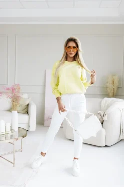 CandyTM BLUZA BAWEŁNIANA TINY Z OZDOBNĄ BROSZKĄ ŻÓŁTA