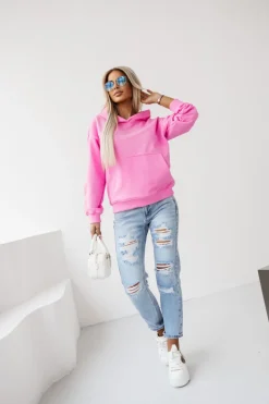 CandyTM BLUZA BAWEŁNIANA Z MINIMALISTYCZNYM NAPISEM RÓŻOWA