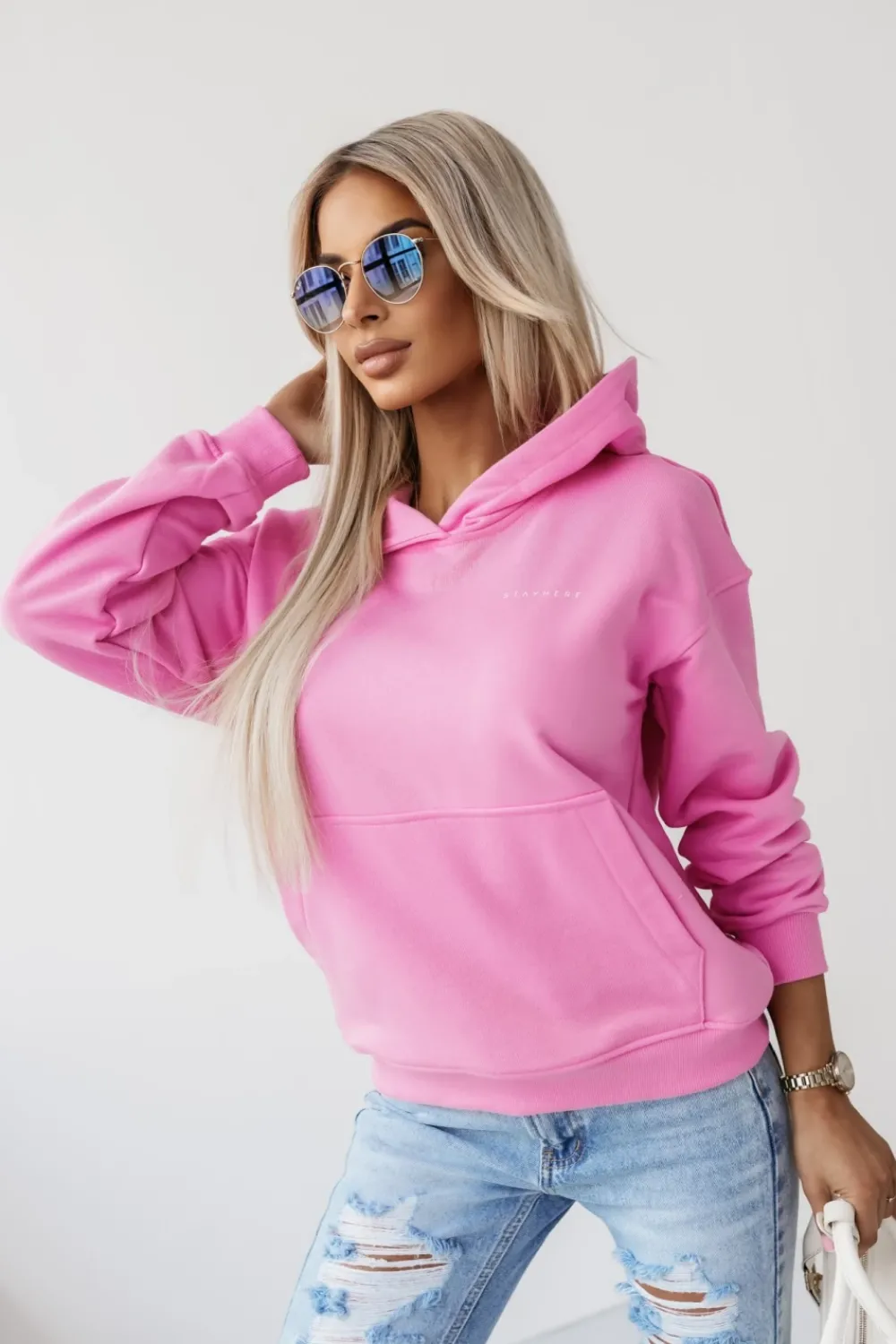 CandyTM BLUZA BAWEŁNIANA Z MINIMALISTYCZNYM NAPISEM RÓŻOWA