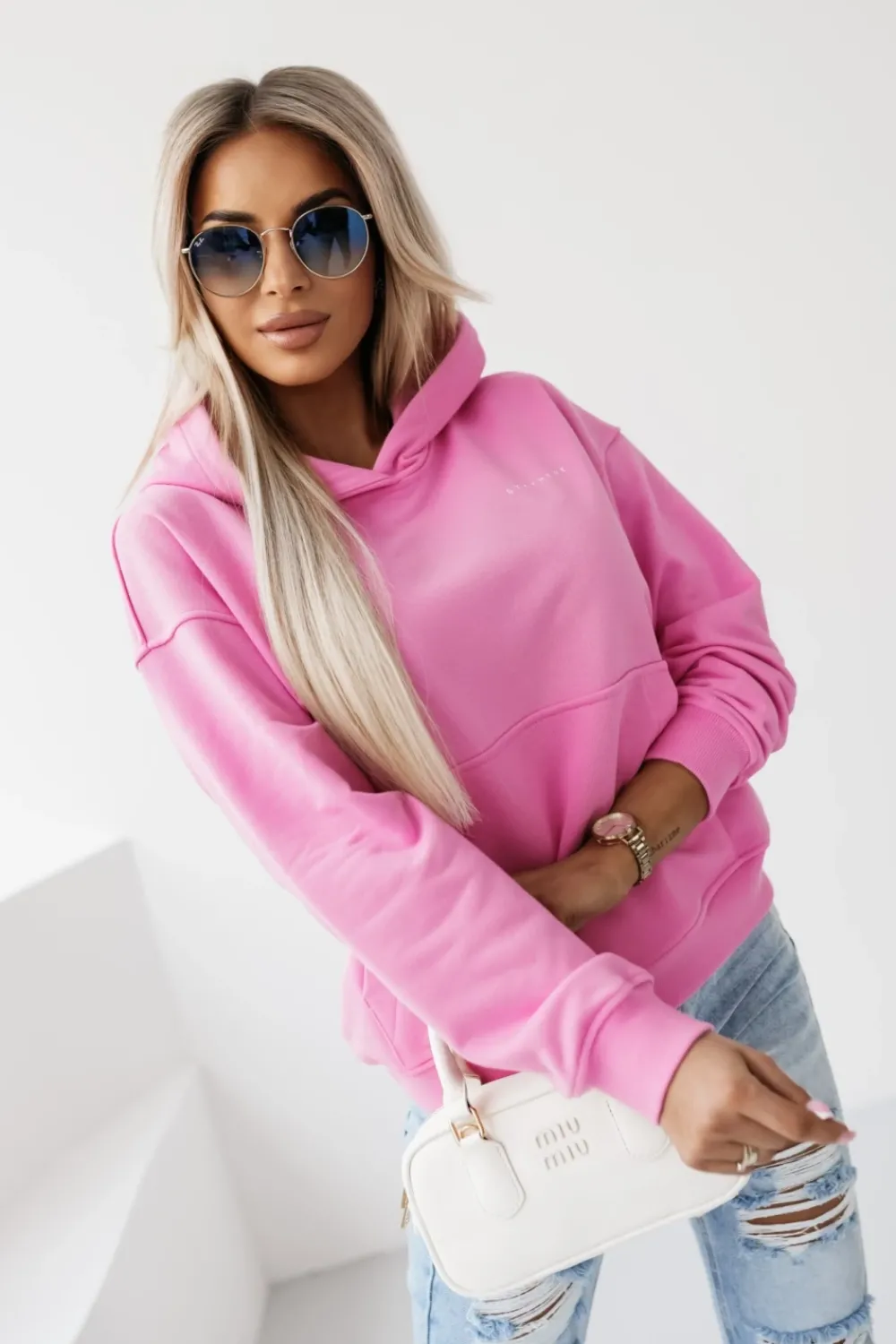 CandyTM BLUZA BAWEŁNIANA Z MINIMALISTYCZNYM NAPISEM RÓŻOWA