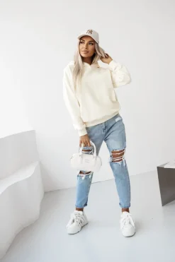 CandyTM BLUZA BAWEŁNIANA Z MINIMALISTYCZNYM NAPISEM ECRU