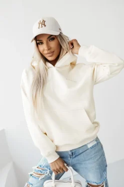 CandyTM BLUZA BAWEŁNIANA Z MINIMALISTYCZNYM NAPISEM ECRU