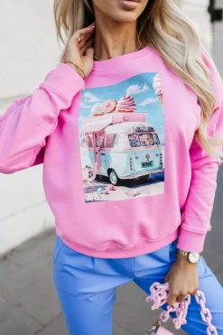 CandyTM BLUZA BAWEŁNIANA Z NADRUKIEM VACATION RÓŻOWA
