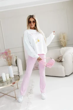 CandyTM BLUZA BAWEŁNIANA Z NAPISEM POSITANO BIAŁA