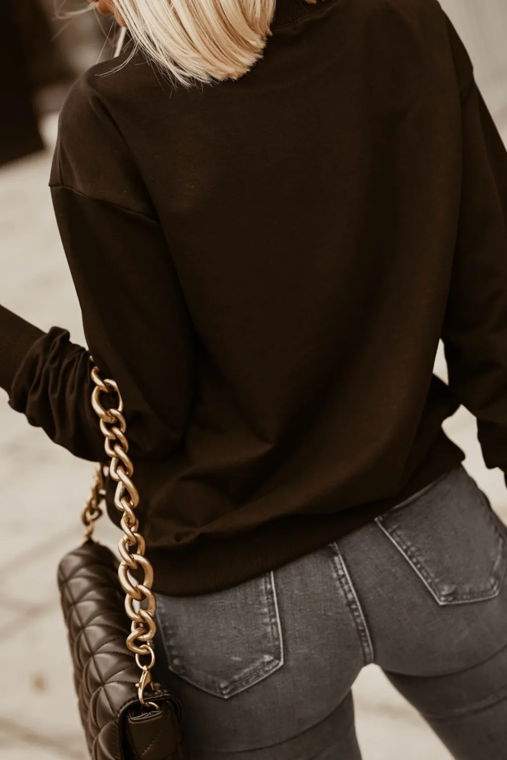 CandyTM BLUZA BAWEŁNIANA ZŁOTY JELEŃ CZARNA