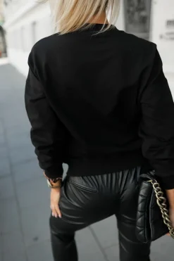 CandyTM BLUZA BOMBERKA BAWEŁNIANA BASIC Z OZDOBNYMI NAPAMI CZARNA