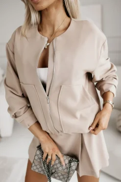 CandyTM BLUZA BOMBERKA MONICA ZAPINANA NA ZAMEK BEŻOWA