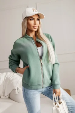 CandyTM BLUZA BOMBERKA OCIEPLANA ZAPINANA NA SUWAK ZIELONA