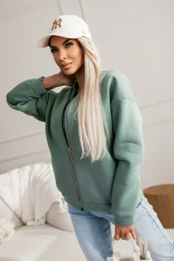 CandyTM BLUZA BOMBERKA OCIEPLANA ZAPINANA NA SUWAK ZIELONA