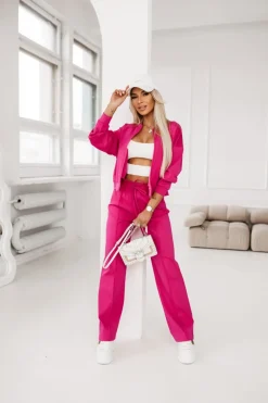 CandyTM BLUZA BOMBERKA REDIAL Z WISKOZY ZAPINANA NA ZAMEK MOCNY RÓŻ