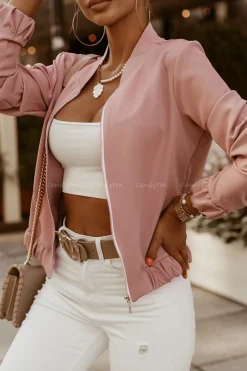 CandyTM BLUZA BOMBERKA ZIP CIEMNY RÓŻ