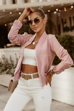 CandyTM BLUZA BOMBERKA ZIP CIEMNY RÓŻ