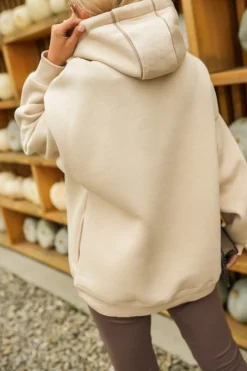 CandyTM BLUZA DRESOWA BAWEŁNIANA KLOE Z KAPTUREM BEŻOWA