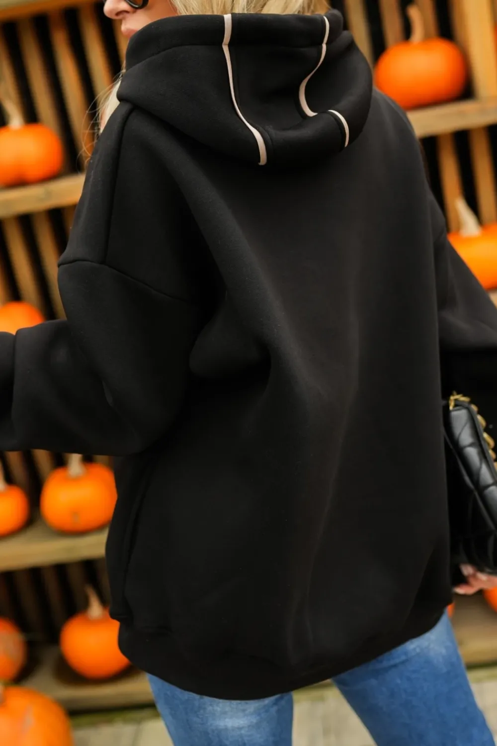 CandyTM BLUZA DRESOWA BAWEŁNIANA KLOE Z KAPTUREM CZARNA