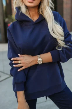 CandyTM BLUZA DRESOWA BAWEŁNIANA KANGURKA Z KAPTUREM GRANATOWA