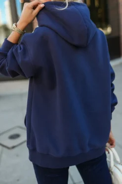 CandyTM BLUZA DRESOWA BAWEŁNIANA KANGURKA Z KAPTUREM GRANATOWA