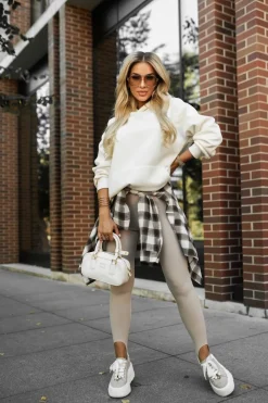 CandyTM BLUZA DRESOWA BAWEŁNIANA KANGURKA Z KAPTUREM ECRU