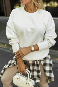 CandyTM BLUZA DRESOWA BAWEŁNIANA LOVELY Z HAFTOWANYMI SERDUSZKAMI ECRU