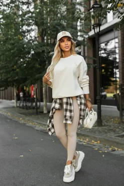 CandyTM BLUZA DRESOWA BAWEŁNIANA LOVELY Z HAFTOWANYMI SERDUSZKAMI ECRU