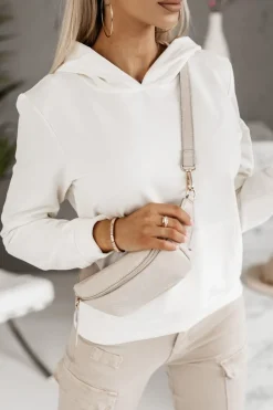 CandyTM BLUZA DRESOWA BAWEŁNIANA Z KAPTUREM ECRU