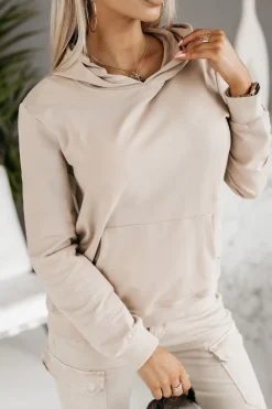 CandyTM BLUZA DRESOWA BAWEŁNIANA Z KAPTUREM BEŻOWA