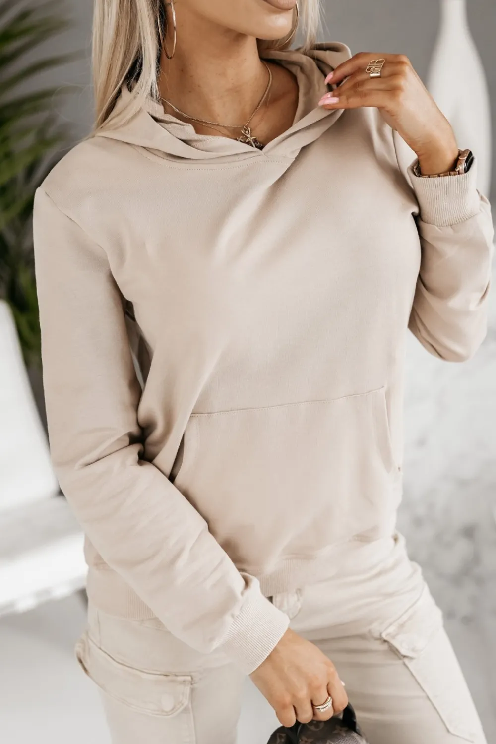 CandyTM BLUZA DRESOWA BAWEŁNIANA Z KAPTUREM BEŻOWA