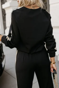 CandyTM BLUZA DRESOWA HANA ZE ZŁOTYM LAMPASEM CZARNA