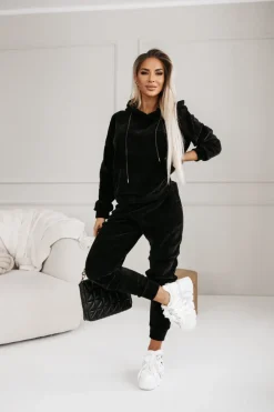 CandyTM BLUZA DRESOWA JIMMY O WARKOCZOWYM SPLOCIE Z KAPTUREM CZARNA