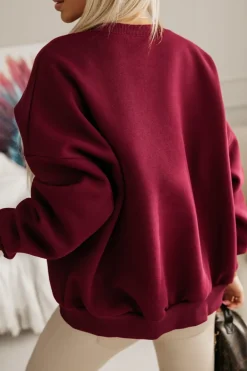 CandyTM BLUZA DRESOWA OCIEPLANA TIGER Z NADRUKIEM BAMBI BURGUNDOWA