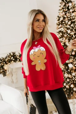 CandyTM BLUZA DRESOWA OCIEPLANA TIGER Z NADRUKIEM PIERNICZEK CZERWONA