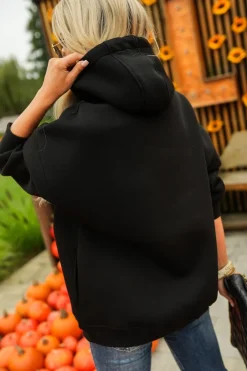 CandyTM BLUZA DRESOWA OCIEPLANA Z KAPTUREM ZE ZŁOTĄ APLIKACJĄ MICKY CZARNA