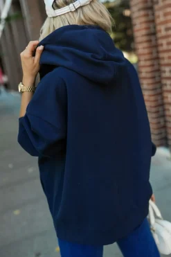 CandyTM BLUZA DRESOWA SMILE ZAPINANA NA SUWAK Z KAPTUREM GRANATOWA