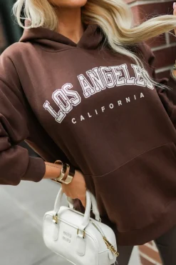 CandyTM BLUZA DRESOWA Z KAPTUREM LOS ANGELES CALIFORNIA CZEKOLADOWA