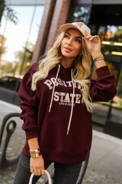 CandyTM BLUZA DRESOWA Z KAPTUREM POSITIVE STATE BURGUNDOWA