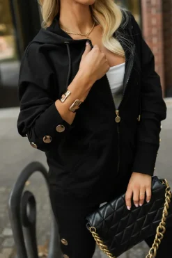 CandyTM BLUZA KYLIE ZAPINANA NA ZAMEK Z KAPTUREM CZARNA