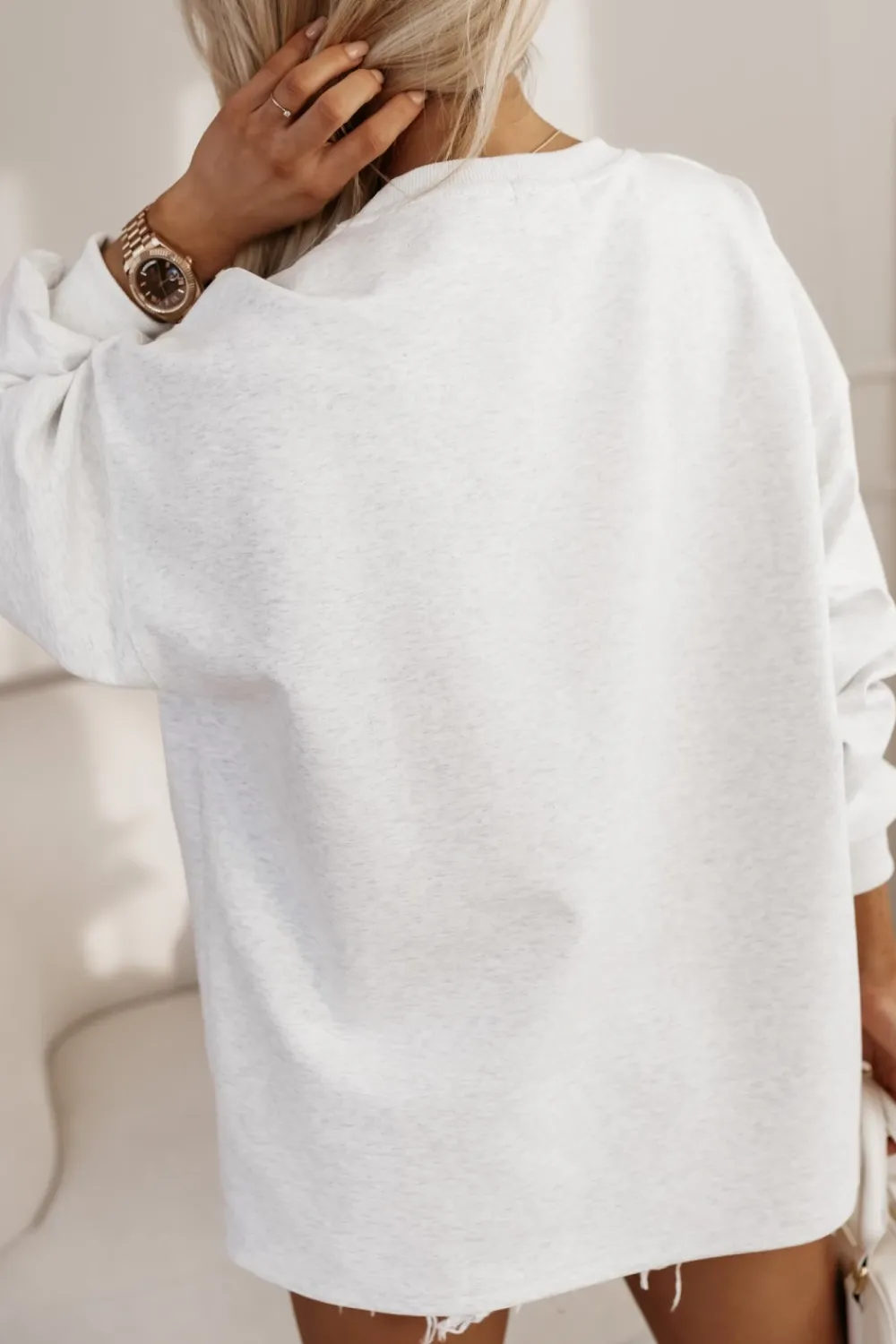 CandyTM BLUZA SUNNY Z RÓŻOWĄ KOKARDĄ SZARA