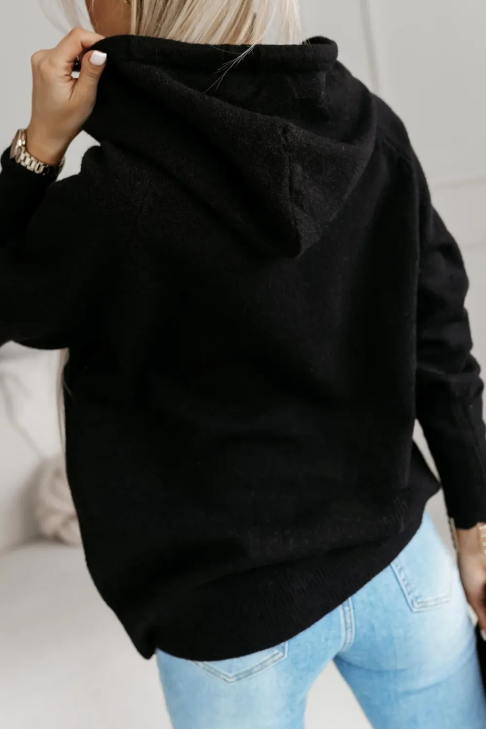 CandyTM BLUZA SWETERKOWA CHARLIE Z KAPTUREM CZARNA