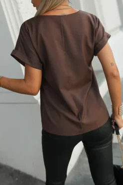 CandyTM BLUZKA AMORE Z DEKOLTEM W SEREK BRĄZOWA