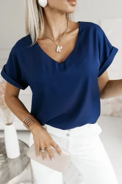 CandyTM BLUZKA AMORE Z DEKOLTEM W SEREK GRANATOWA