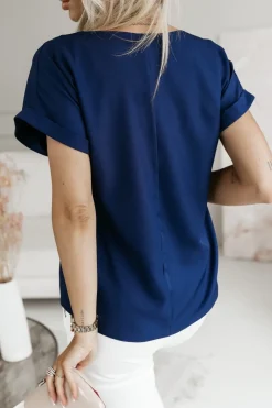 CandyTM BLUZKA AMORE Z DEKOLTEM W SEREK GRANATOWA