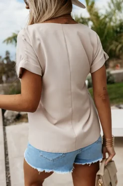 CandyTM BLUZKA AMORE Z DEKOLTEM W SEREK BEŻOWA