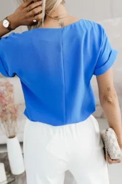 CandyTM BLUZKA AMORE Z DEKOLTEM W SEREK NIEBIESKA