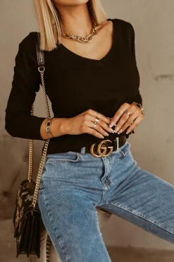 CandyTM BLUZKA BASIC V DEKOLT CZARNA