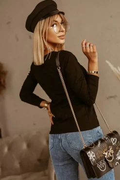 CandyTM BLUZKA BASIC V DEKOLT CZARNA