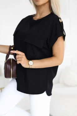 CandyTM BLUZKA BAWEŁNIANA ASYMETRYCZNA CARGO CZARNA